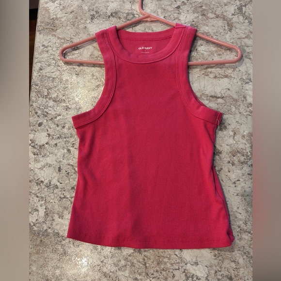 Old Navy Pink Ribbed Sleeveless Racerback Tank Top Women’s Small - Picture 4 of 7